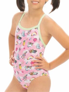 Dolfin Uglies Girls Pink Sweet Dreams One-Piece Training Swimsuit, Size 14